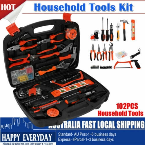 Tool Kit 100 PCS Hard Home Household Case Garden Set Handy Box Repair ...