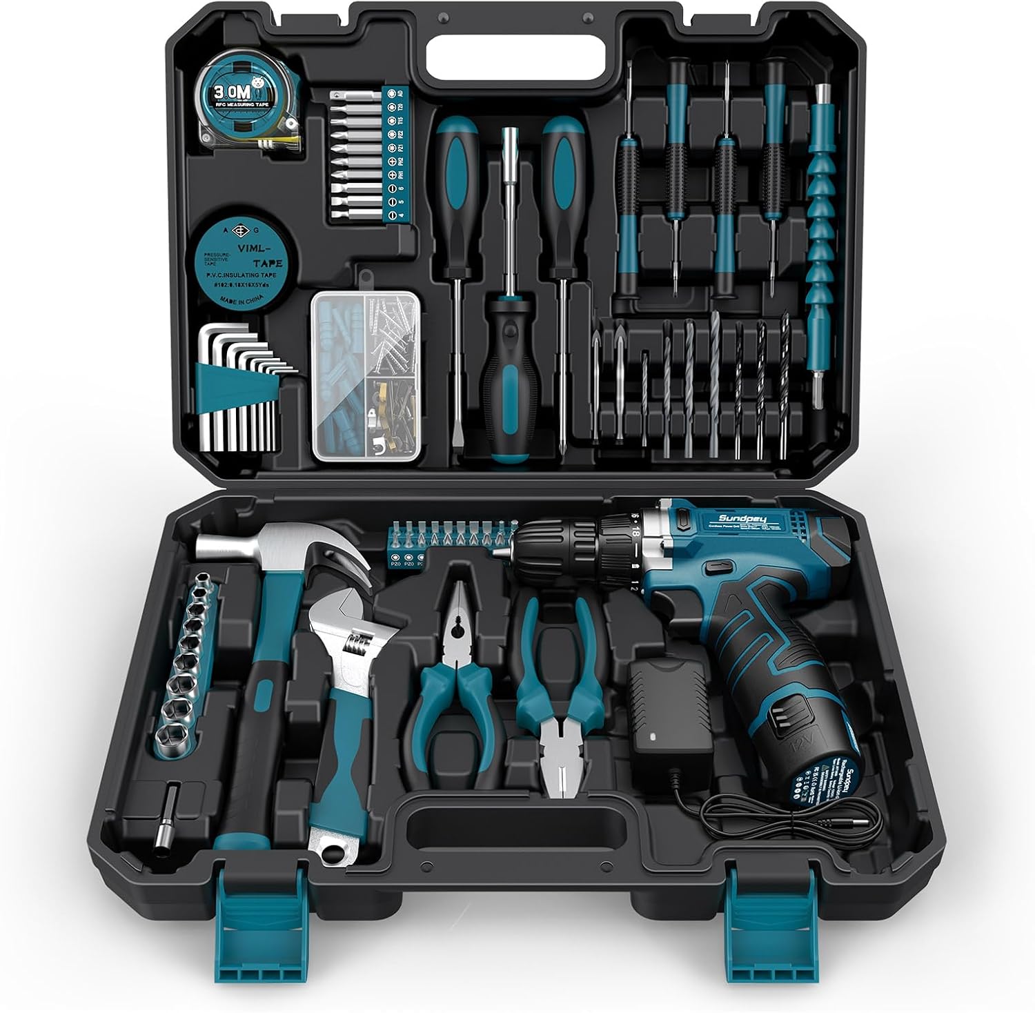 Tool Kit 206PCs With Drill 12V Cordless Power Drill Combo Home Tool Tool Kit 206PCs With Drill 12V Cordless Power Drill Combo Home Tool