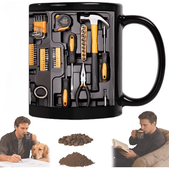 Tool Kit Mug, Toolbox Coffee Mug, Mechanic Toolbox Mugs, 11oz 3D Realistic Tool Box Style Ceramic Coffee Cup, Microwave & Dishwasher Safe Gift for Dad Husband Him