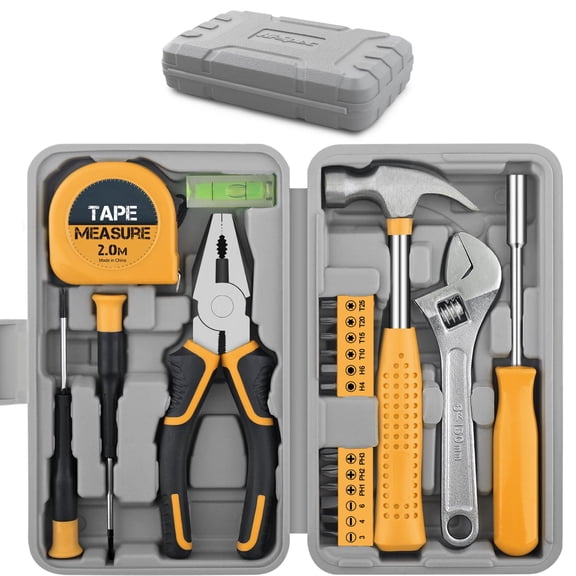 Tool Kit Yellow 20pc. Small For Home Diy & Office Repairs. Compact And Lightweight Tools In A Portable Book-sized Case.
