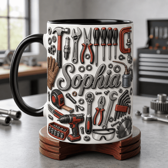 Tool Lover Mug 2D Printed 3D Effect Personalized Workshop Coffee Cup