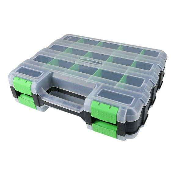 Tool Organizer Box Storage Box 34-Compartment Double Side Hardware Organizers with Removable Plastic Divider
