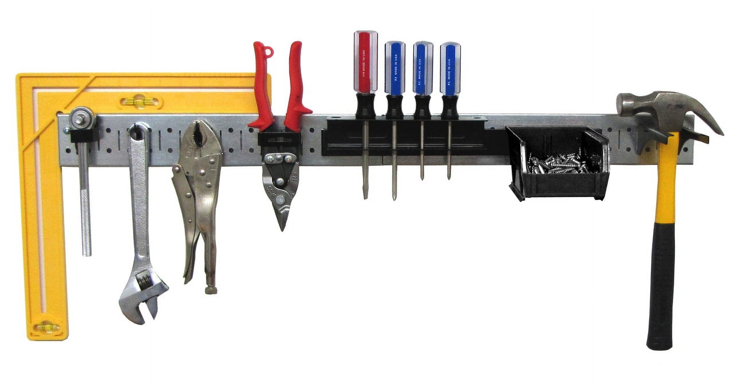 Tool Organizer Pegboard Strip Galvanized Metallic Pegboard Strip with Black Accessories
