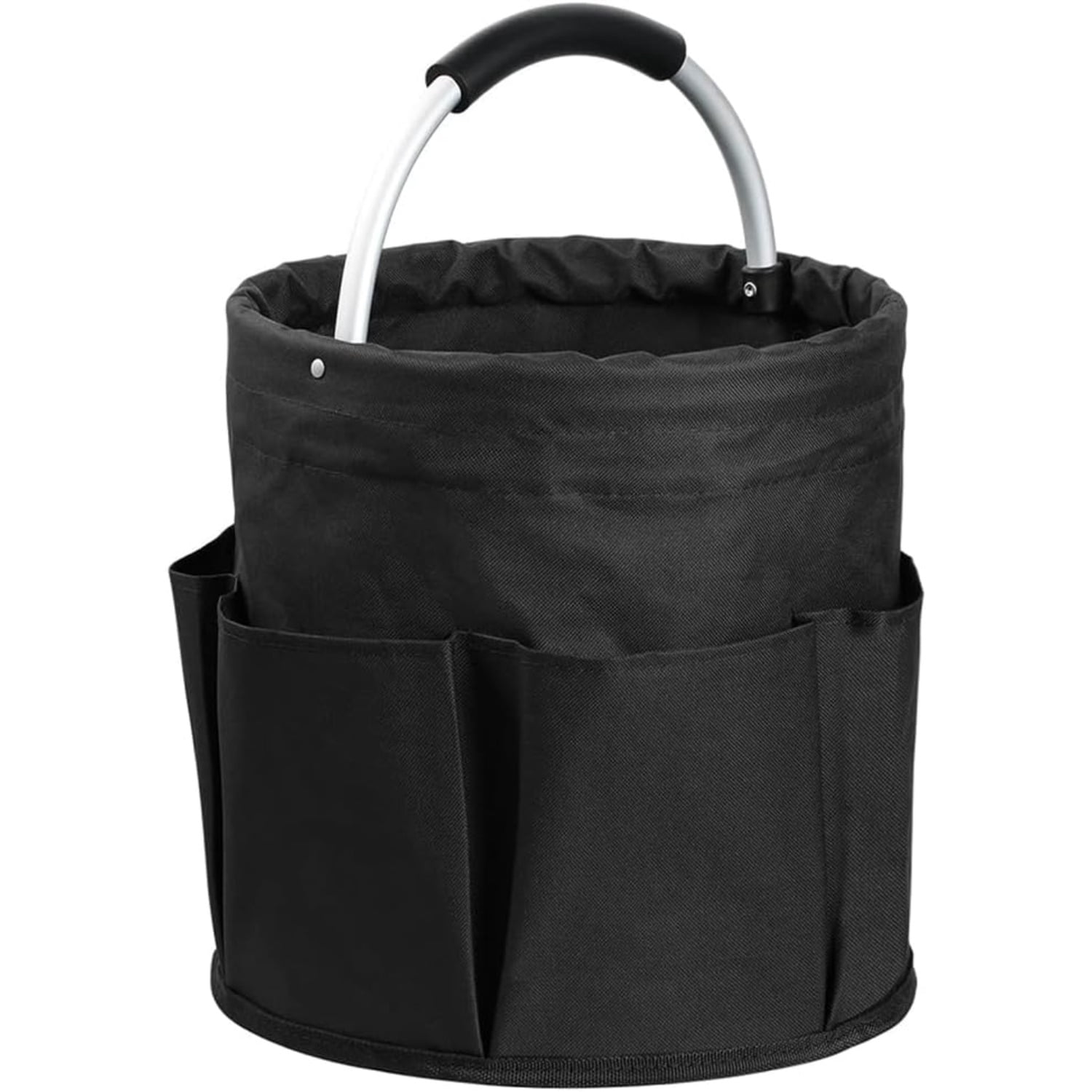 Tool Organizers Bag 34L Collapsible Tool Bag Laundry Organizer Outdoor Camping Garden Harvest Basket Home Bathroom Storage Bath Wash Bag（Black+Grey）