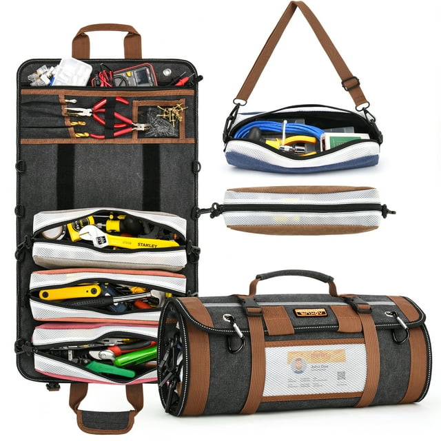 Tool Organizers Small Tool Bag W/Detachable Pouches, Heavy Duty Roll