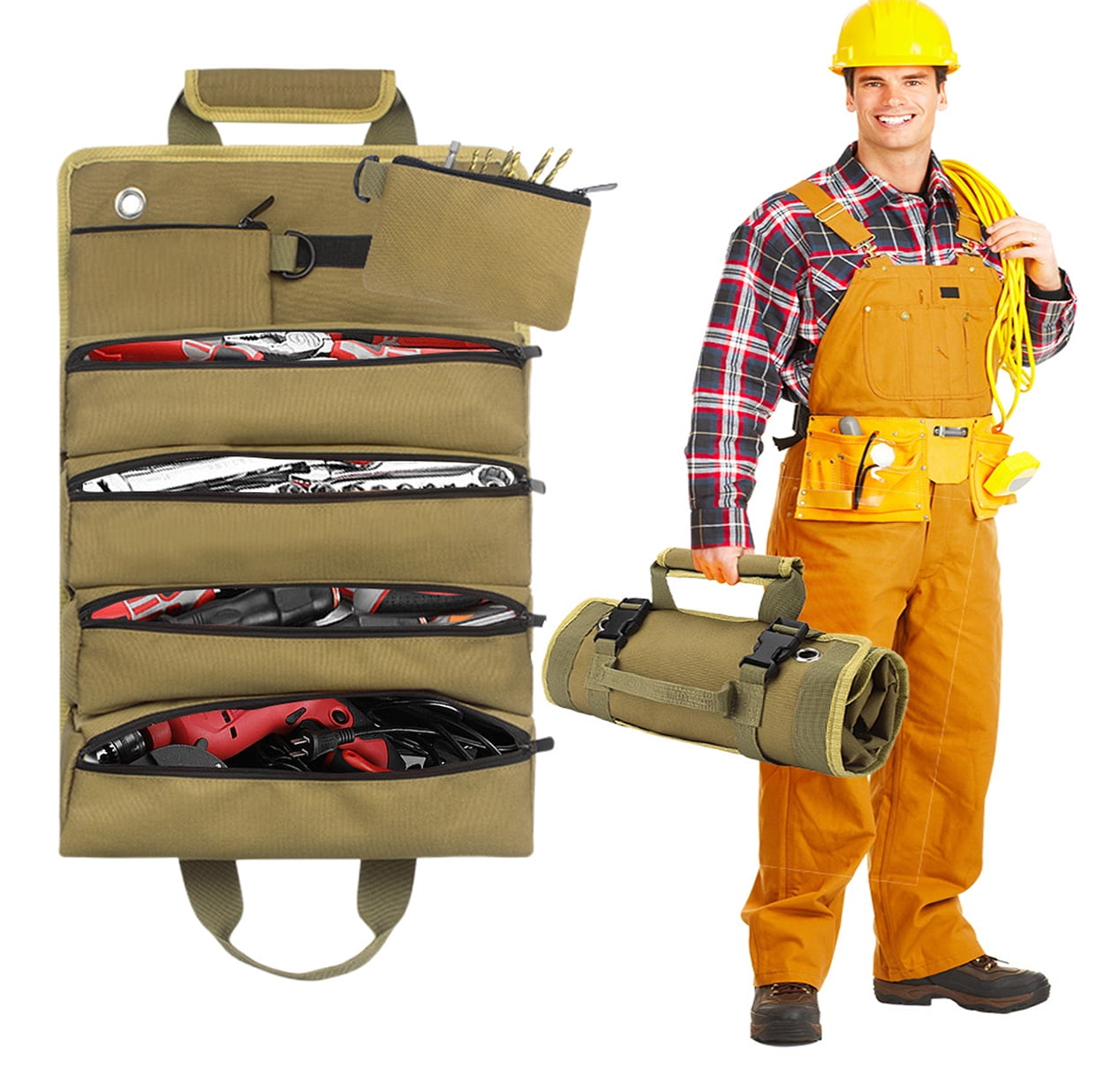Tool Pouch Rolling Tool Bag Roll Up Tool Bag with Removable Pouches Large Electrician Tool Bag Craftsman Tool Bag Tool Pouch Bag for Mechanics