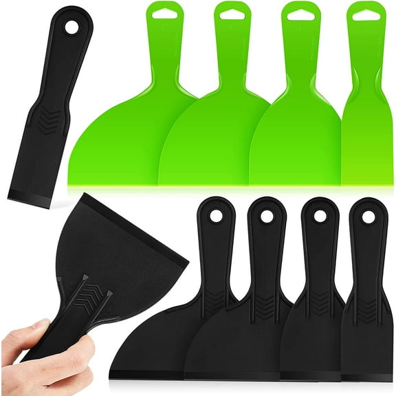 Tool Putty Knife Plastic Paint Scraper Putty Scraper Spackle Tool Spatulas with Handles Filling Knife Tools for Repairing Drywall, Removing Wallpaper Cleaning 10pcs