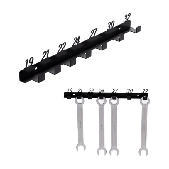 Tool Rack Wall Mount Wrench Organizer for Garage Tool Organization and Storage Black Wall Mounted Storage for Diy Enthusiasts