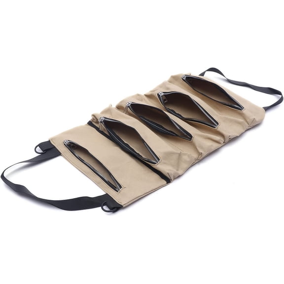 Tool Roll Bag - Waterproof and Scratch-Resistant Foldable Canvas Organizer, Multi-Purpose Tool Roll Up Pouch for Wrenches, Pliers Suspension Storage and Wall Mounting