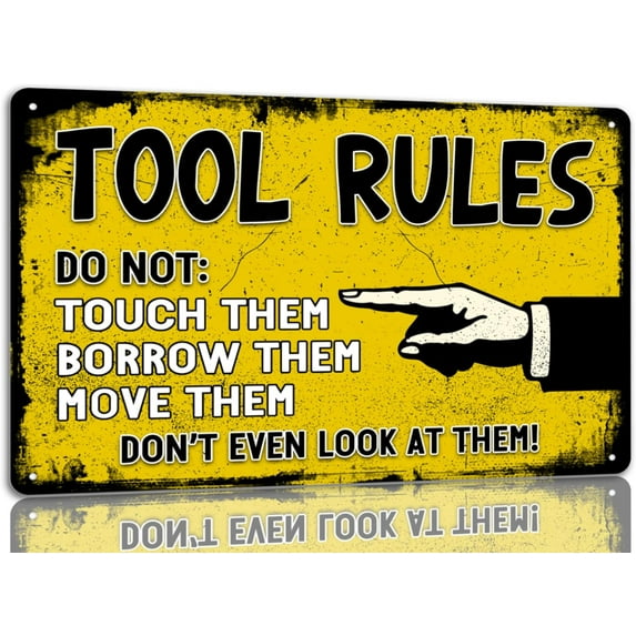 Tool Rules Metal Tin Signs Vintage Garage Wall Decor Signs Garage Shop Decorations For Man Cave Bar Tool Shop 8x12 Inch