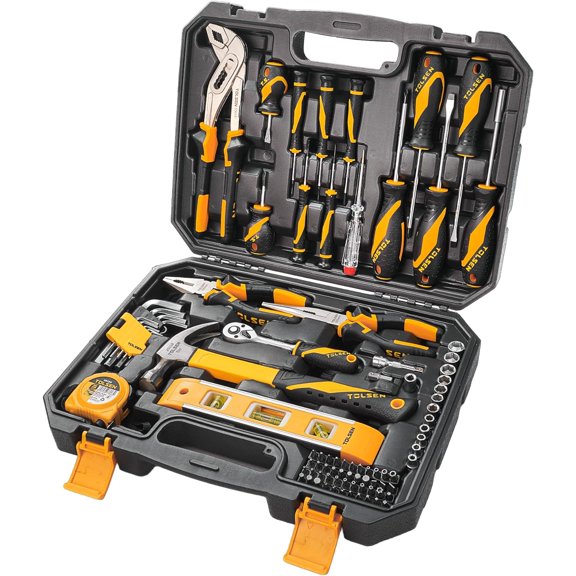 Tool Set Home Mechanic Tool Kit, Screwdriver,Her, Ratchet, Drill Bits,Hex Key,Tape Measure,Toolbox Storage Case, Hand Household Tool Set for College,Starter,Beginner
