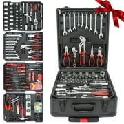 Tool Set - Seizeen 899 Pieces Professional Mechanics Hand Tool Set, Mobile Tool box on Wheels W/Ratchets&Socket, Screwdriver, Tongs, Black 4-layer Tool Case & Tool Kit COMB for Man Repairer Artisan