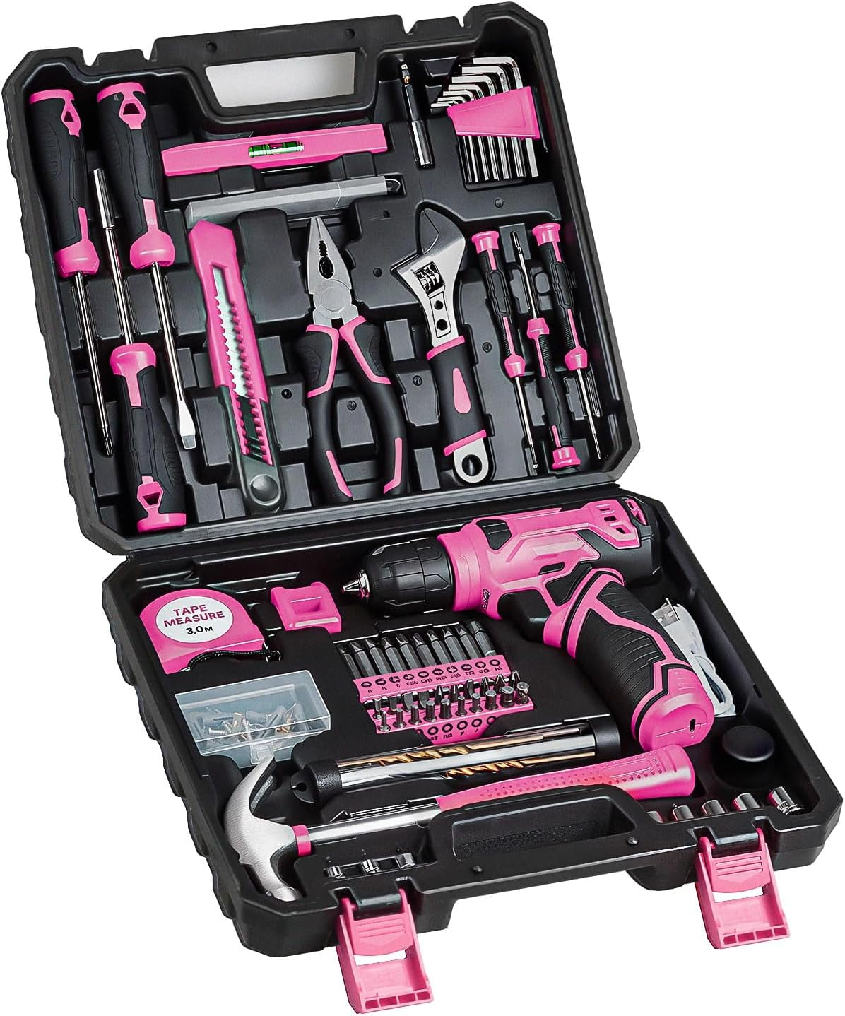 Tool Set - Tool Kit with 8V Cordless Drill, 132 Piece Tool Box with ...