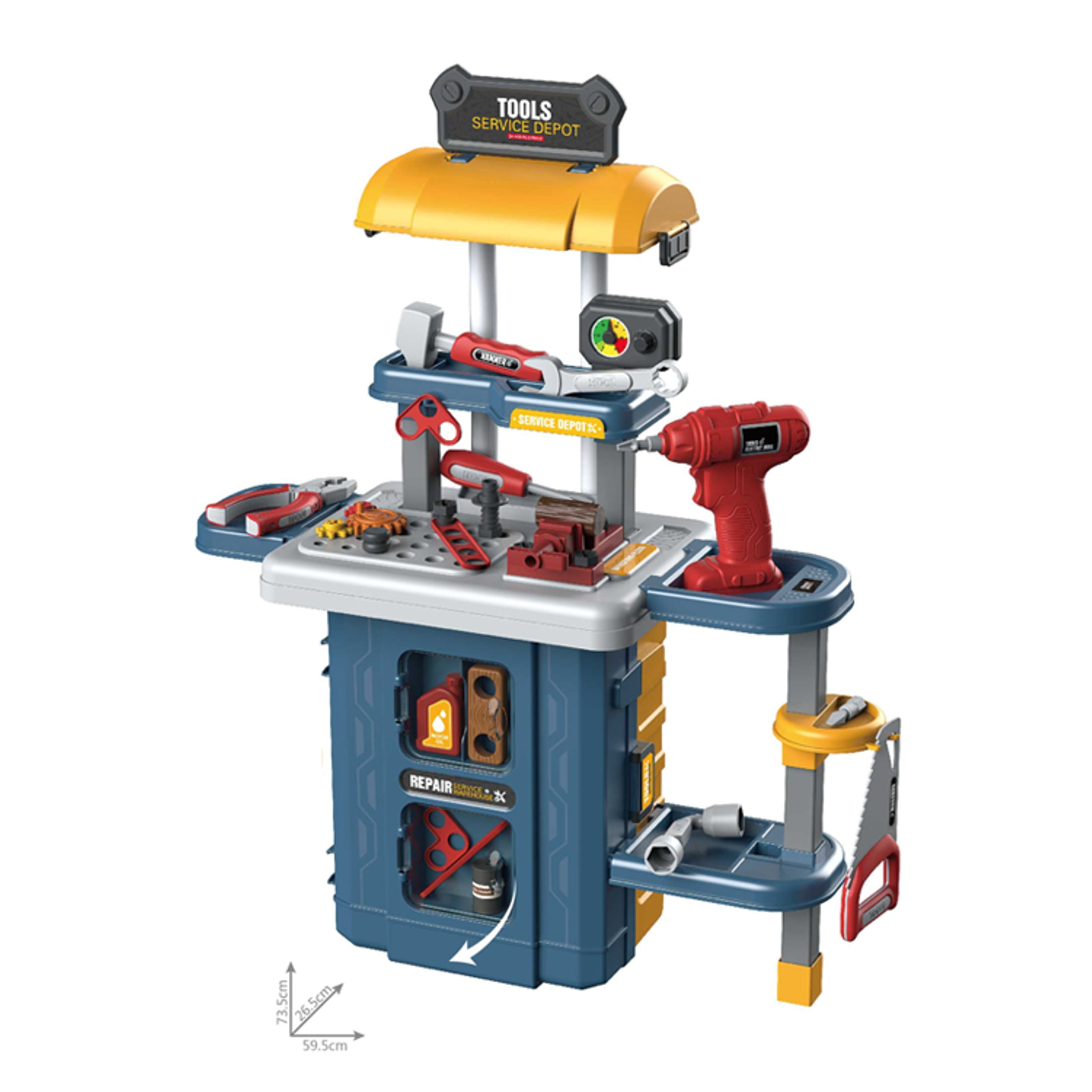 Kids Tool Bench 46-Pc, 3-in-1 Workbench with Electric Drill & Suitcase, Ages 3+ by Valessati