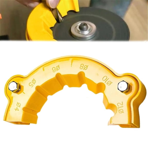 Tool Sharpener, Sharpening ToolforDrill, 4-12inDiameter Stepped, Drill Sharpener, Jig, Metalworking Blade Freshening, Garage Use, Yellow Polymer, 1 Pc