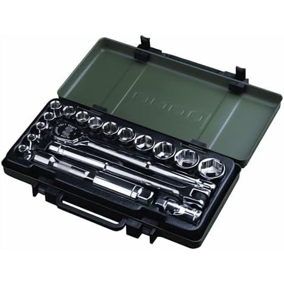 Tool Socket Set 19-Piece 3/8" Drive, 90T Ultra Torque Ratchet, Anti-Stripped Sockets, Chrome Vanadium Steel, Includes Spark Plug Socket, Extension Bar, U-Joint, Durable Storage Case