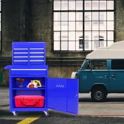 Tool Storage Cabinet Rolling Tool Chest, 5-Drawer Tool Box Organizer w/Lockable Wheels & Sliding Drawers & Detachable Top & Adjustable Shelf, Tool Storage Cabinet for Garage WorkshopBLUE,Tool Chest