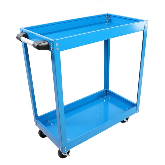 Tool Storage Cart Tool Cart on Wheels, Heavy Duty Steel Utility Cart w/Lockable Wheels, 400 LBS Capacity Industrial Service Cart for Garage, Warehouse, Workshop (Two-layer Bright Blue),Rolling Tool C