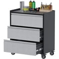 thumbnail image 1 of Tool Storage Garage Cabinet with Wheels, 3 Drawer Tool Chest Rolling Metal Storage Cabinet on Wheels, Assembly Required, Black/Gray, 1 of 7