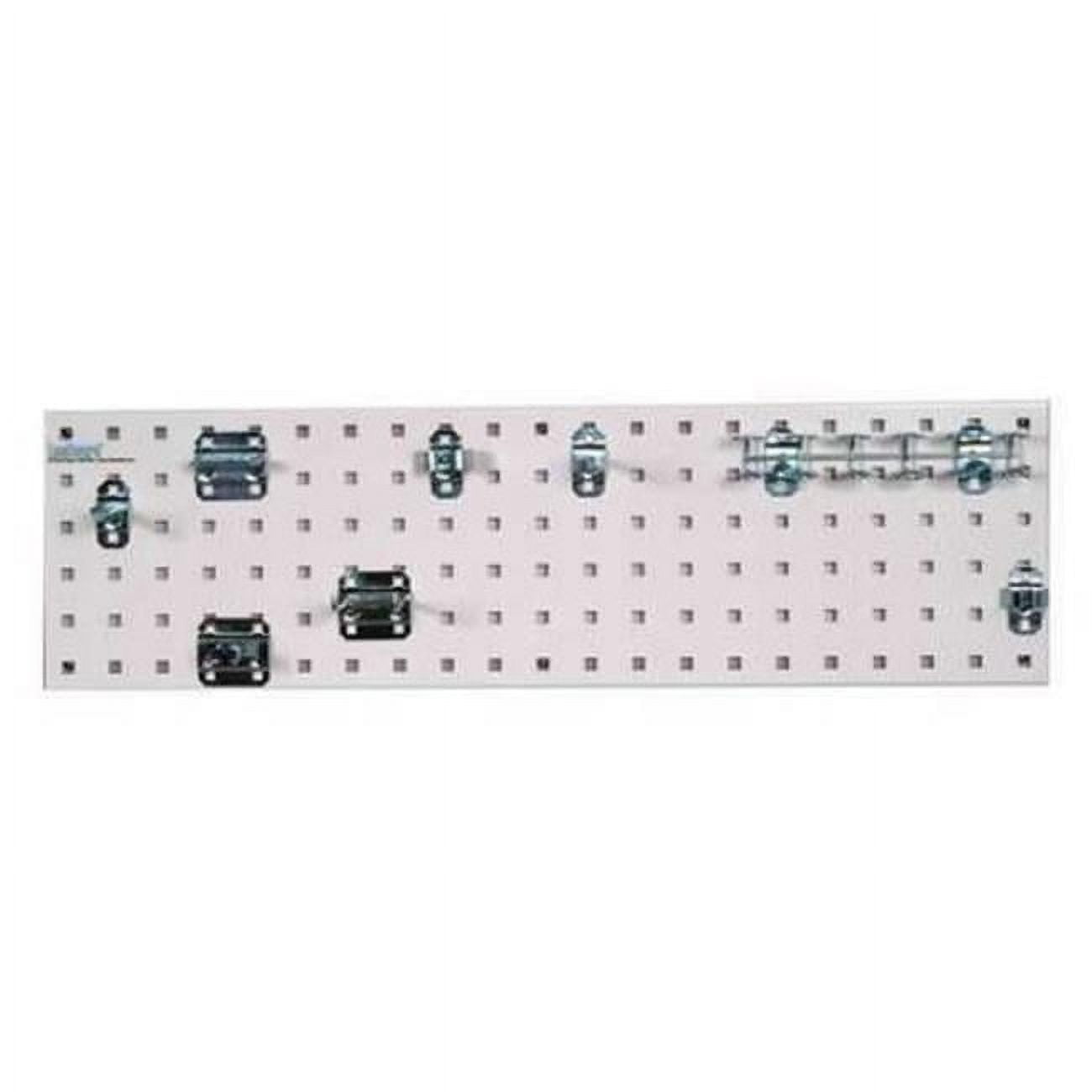 Tool Storage Kit with 1 31.5 x 9 in. 18 Gauge Steel Square Hole Pegboard & 8 Piece Loc Hook Assortment, White