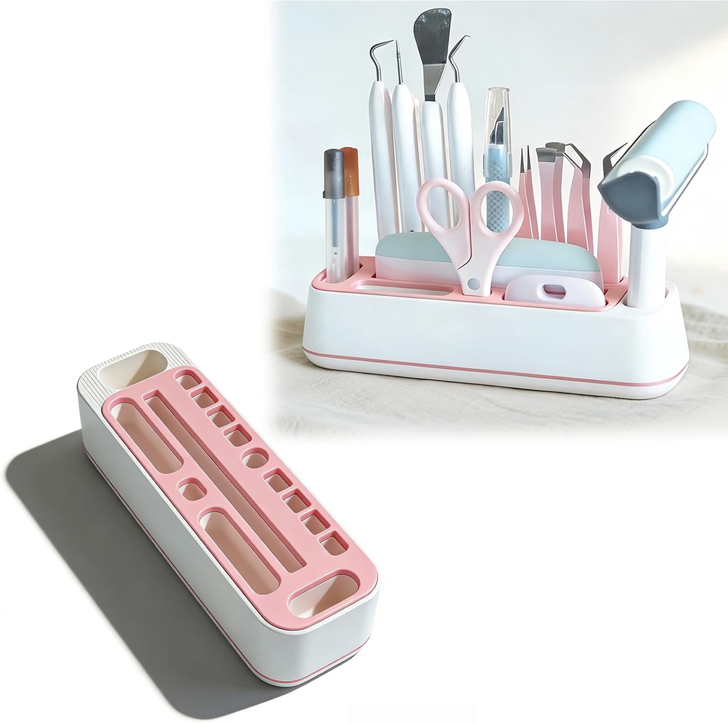 Tool Storage Rack Compatible with Cricut Maker, Craft Organization Box with Dedicated Compartments for Pens, Blades, and Cutting Machine Accessories