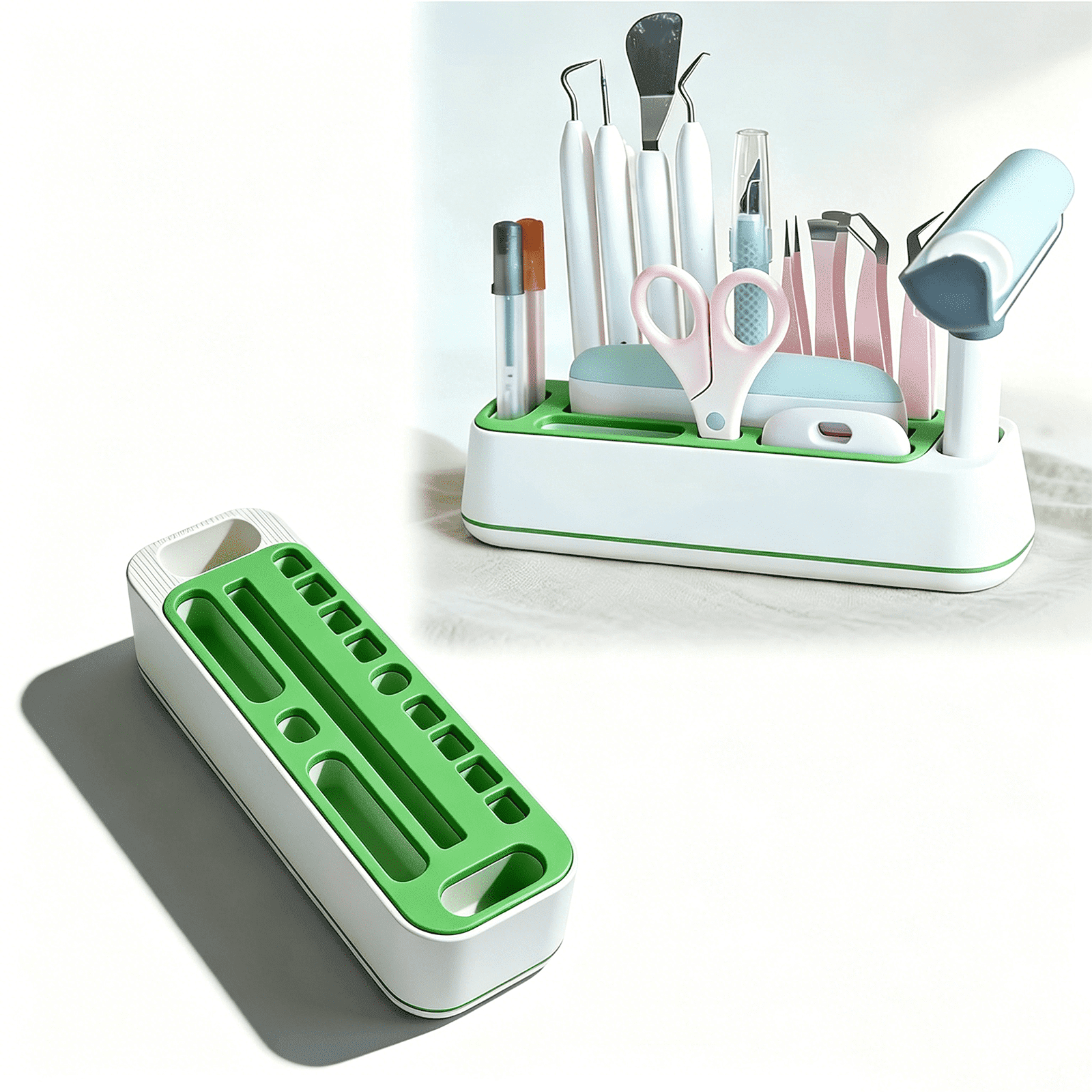 Tool Storage Rack for Cricut Maker, Craft Organization Box with Pen Blade Compartments for Cutting Machine Workspace Accessories, Green