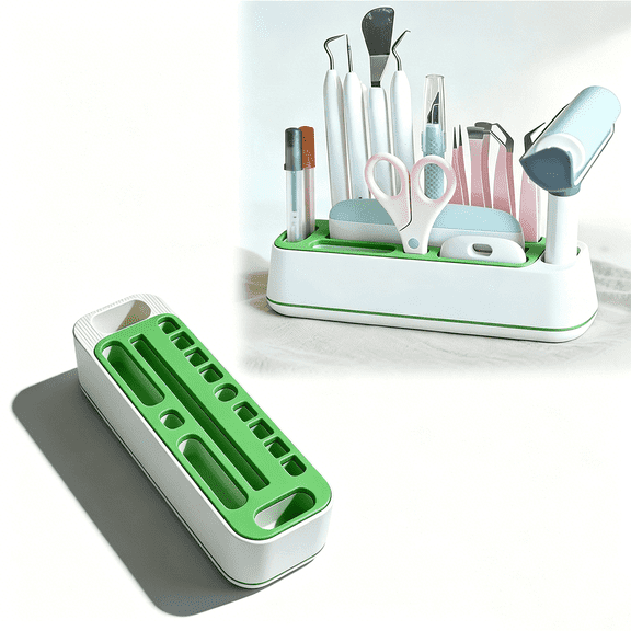 Tool Storage Rack for Cricut Maker, Craft Organization Box with Pen Blade Compartments for Cutting Machine Workspace Accessories, Green