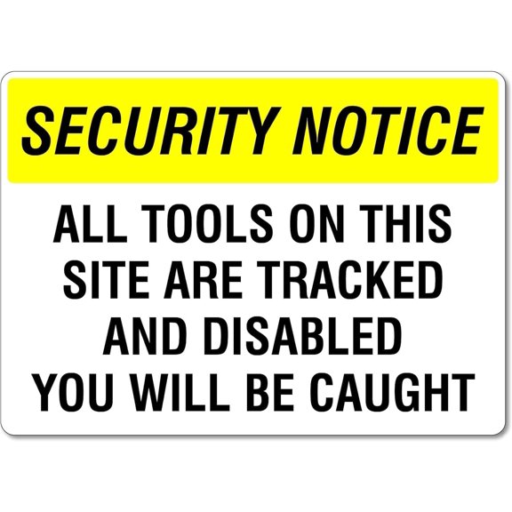 Tool Theft Prevention Warning Crime Prevention Metal Tin Sign 8"x12", Durable Weatherproof, For Indoor Outdoor Equipment Security