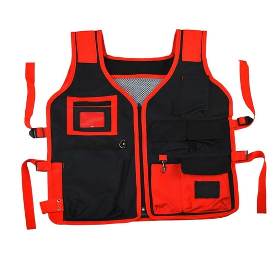 Tool Vest Electrician Electrician Work Vest for Carpenter Outdoor Household Red Black