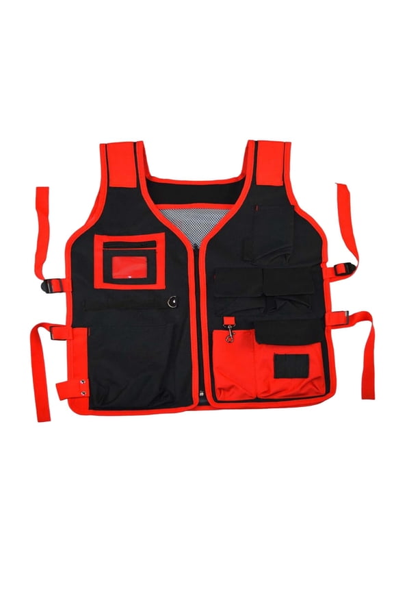 Tool Vest Electrician Electrician Work Vest for Carpenter Outdoor Household Red Black
