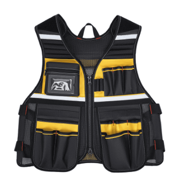 Tool Vest For Men, High-Visibility Reflective Safety Tool Vest with Multi-Pocket Oxford Fabric for Electrician, Construction, Garden Work