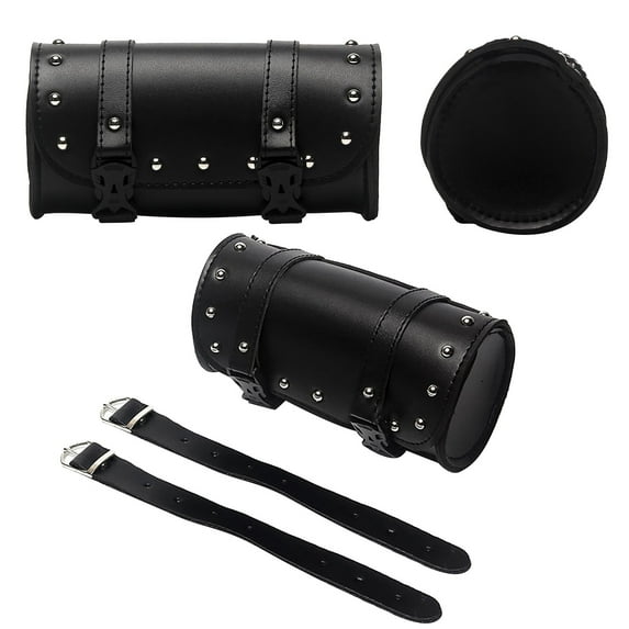 Tool bag Motorcycle Handlebar Bag Saddlebags PU Leather Handmade Motorcycle Fork Bag Roll Durable Storage Tool Pouch With Straps For Men Women