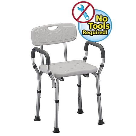 Tool-free Spa Bath Tub Bathtub Shower Chair Seat Bench - White Bath Bench with arms