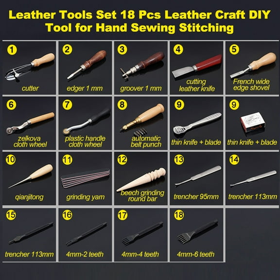 Tool kit,Craft Leather Tools Set And Saddle Diy Tool Hand Leather Craft Diy Tool Hand Set Pcs Leather Craft Leather Tools Set Craft Diy Tool 18 Pcs Hand Set And Buzhi Craft Craft Mewmewcat