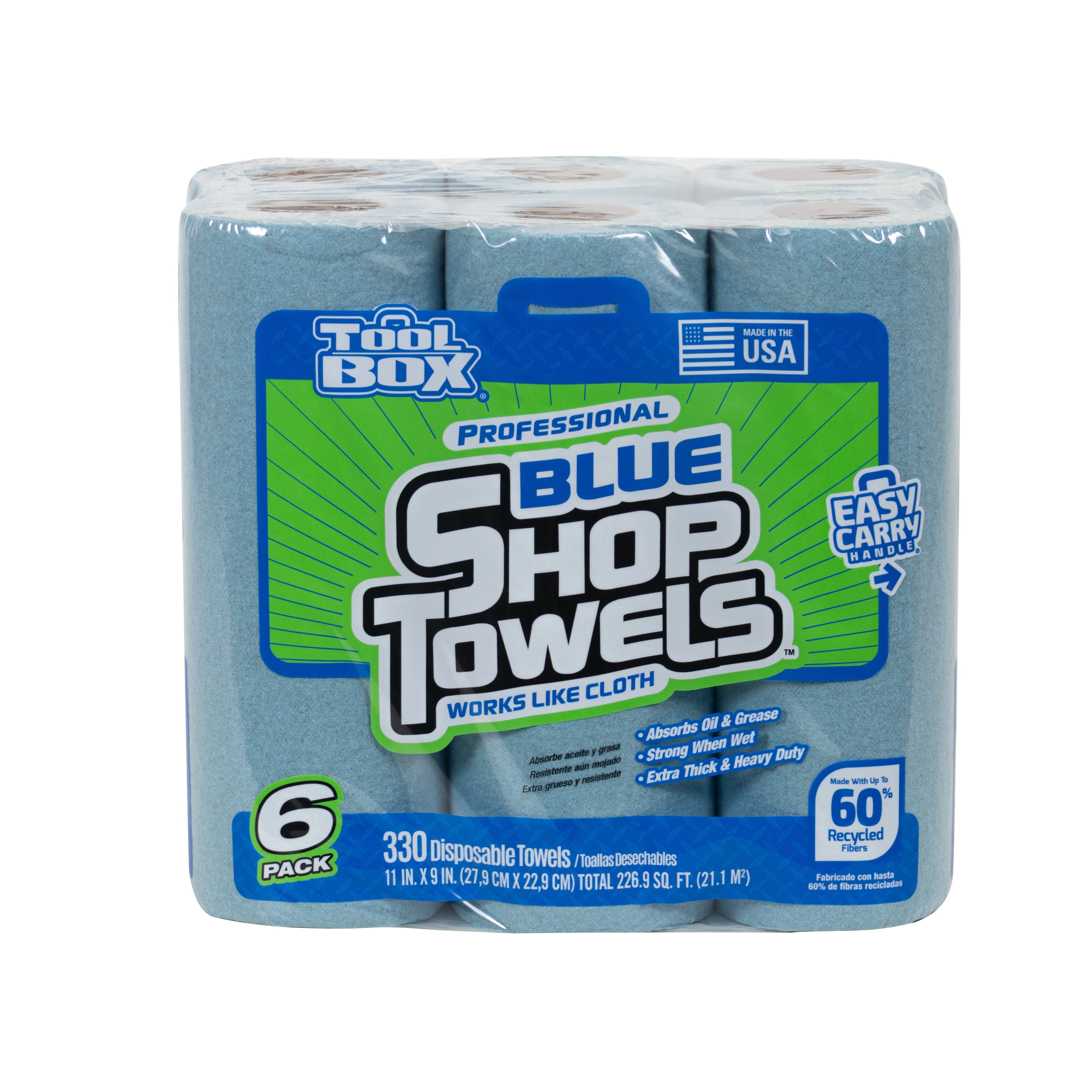 ToolBox® Blue Shop Towel, 6 Rolls (55 Sheets per Roll) Multi
