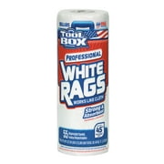منشفة ToolBox Professional White Rags متعددة الأسطح للتنظيف يمكن التخلص منها، 1 لفة 55 ورقة/لفة