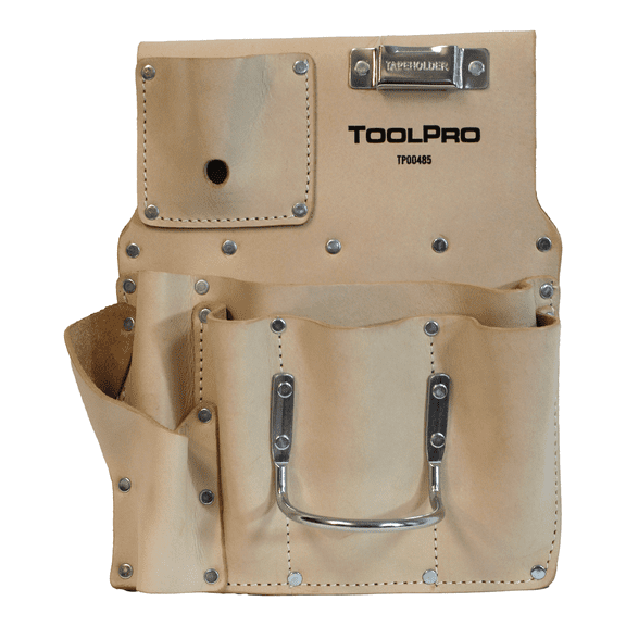 ToolPro 8 Pocket Top Grain Leather Drywall Pouch - Right Handed, Professional Drywall Tool Pouch