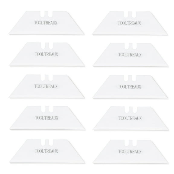 ToolTreaux 10pk White Ceramic Two Notch Box Cutter Utility Knife Replacement Blades