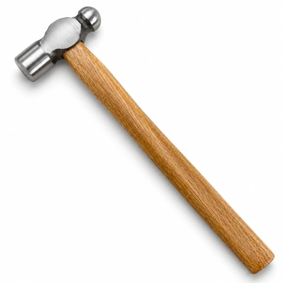 ToolTreaux 4oz Ball Peen Hammer with Hardwood Handle, Small Engineers Hammer for Metalworking, Riveting, Jewelry Making, Copper Shaping and Bench Work (10 Inch)