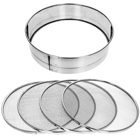 ToolTreaux 5pc Interchangeable Fine Mesh Sieve Set Silver Gardening Tools Gold Panning Equipment