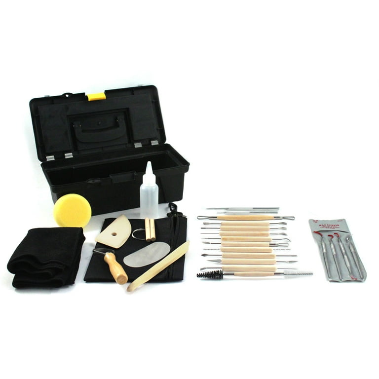 ToolTreaux Complete Pottery Tools Set Sculpting Clay Art Supplies with Tool  Box, 28pc 