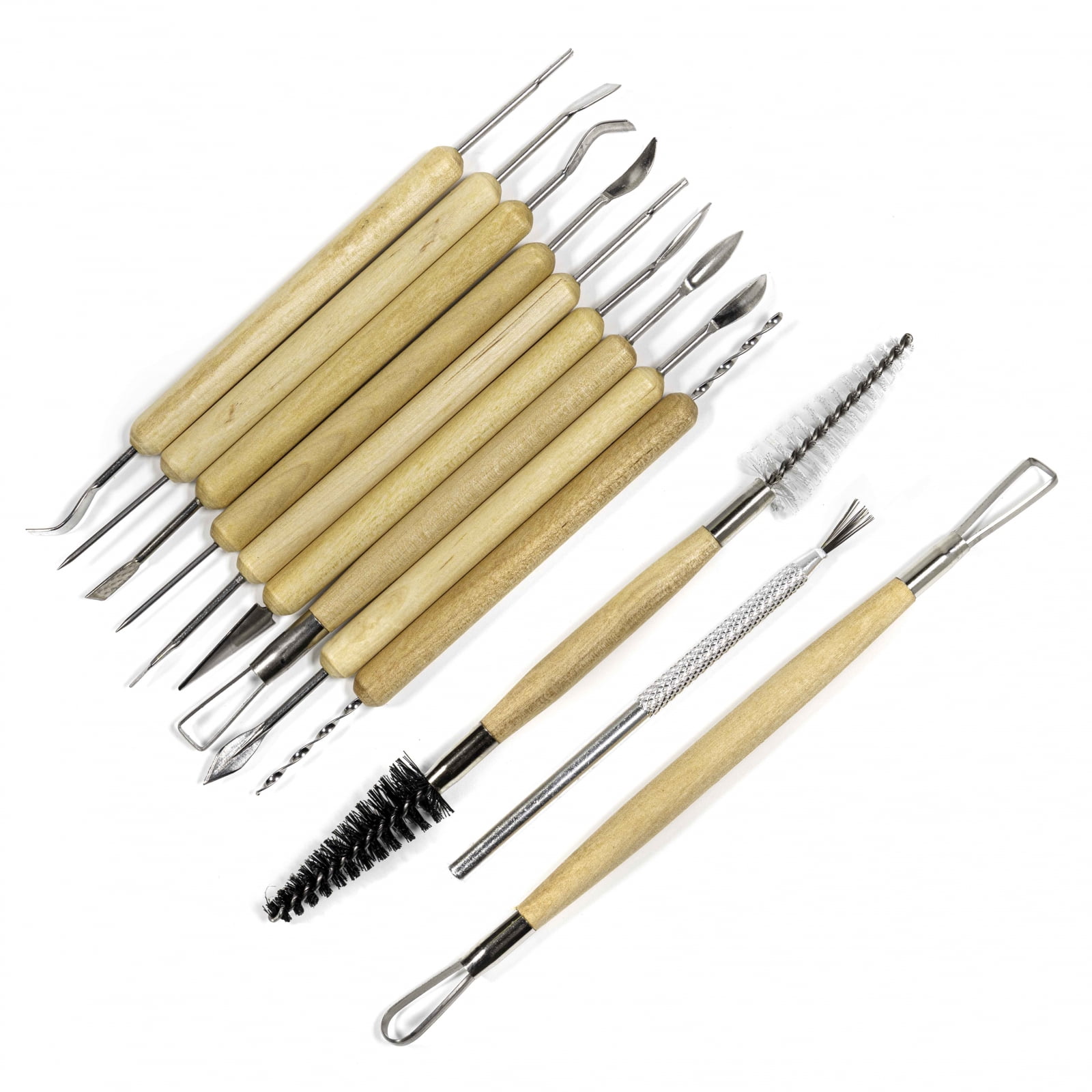 ToolTreaux Double Sided Soft Pottery Sculpting Tools Set Storage Case 11pc  