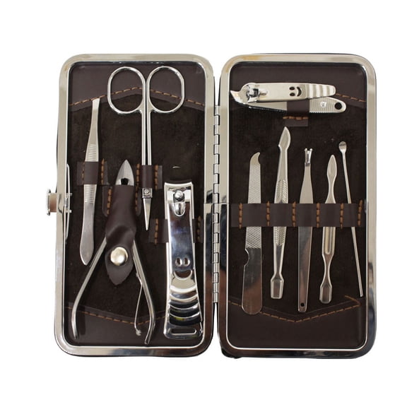 ToolUSA 10 Piece Wallet-Style Manicure Set | Stainless Steel Tools | Faux Alligator Skin & Metal Clasp | Compact Design | Ideal for Men & Women Grooming Essentials