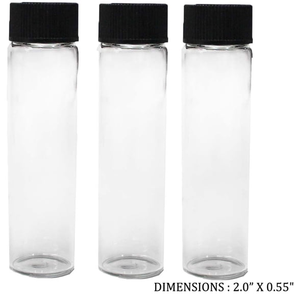 ToolUSA 100 Pc. Glass Vials | 2.25" (5.7 cm) x 0.55" (1.4 cm) | Perfect for Gemstones, Lab Samples & Entomology | Clear Glass with Black Caps