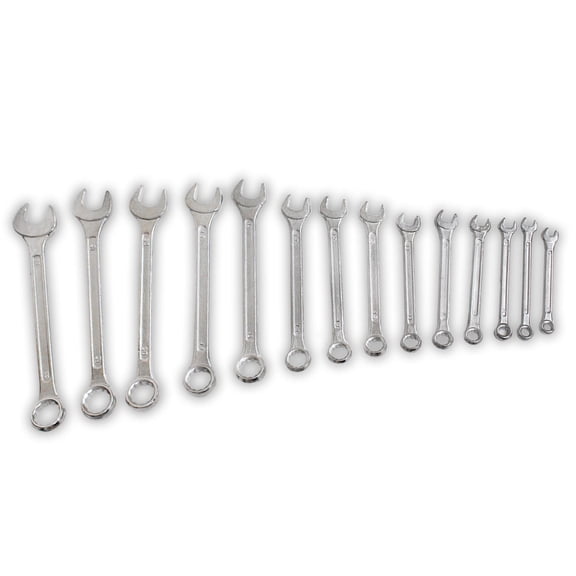 ToolUSA 14-Piece Deluxe Steel Combination Wrench Set | Versatile Open & Box Ends | Polished Professional Finish | Essential Hand Tools for Repair & DIY