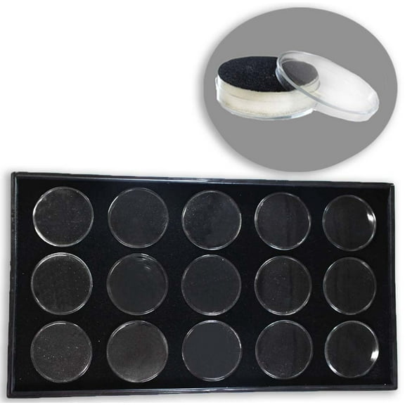 ToolUSA 15-Jar Gem Display Tray | Clear 2" (5.1 cm) Containers | Secure Lids | Black & White Design | Enhanced Protection & Presentation