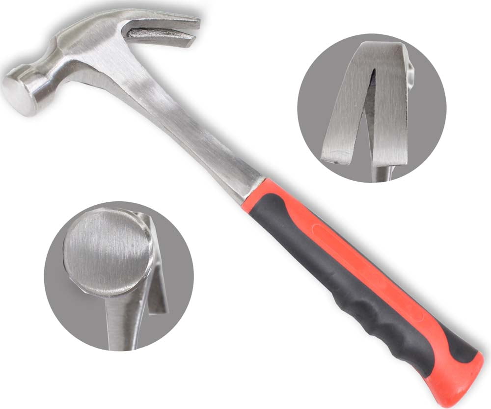 ToolUSA 16 Ounce Claw Hammer | 13" (33 cm) Length | Rubberized 7" (17.8 ...