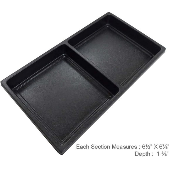 ToolUSA (2 Pack) Black Tray Insert | Dual Sections 6.5" x 6 7/8" (16.5 cm x 17.5 cm) | Premium Molded Plastic | Ideal for Sorting, Displaying & Storing