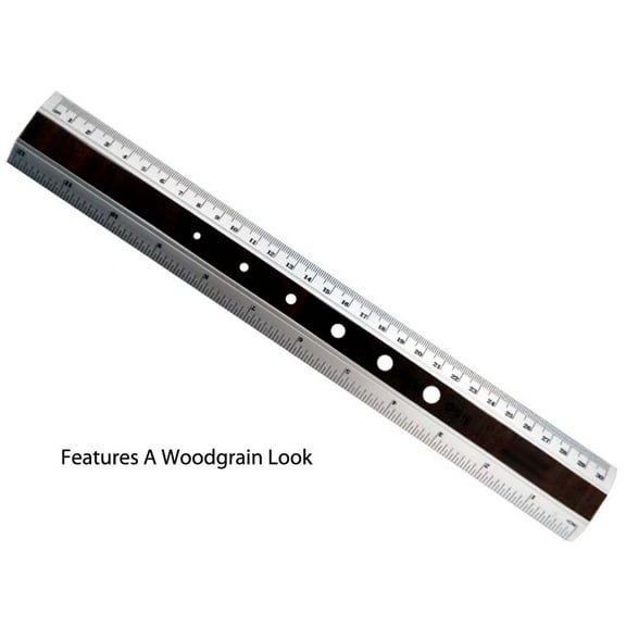 ToolUSA (2 Pack) Precise 12" (30.5 cm) Aluminum Ruler | Dual-Scale in Inches & Millimeters | 6 Template Holes from 1/8" (3.2 mm) to 5/16" (7.9 mm) | Ergonomic Curved Design