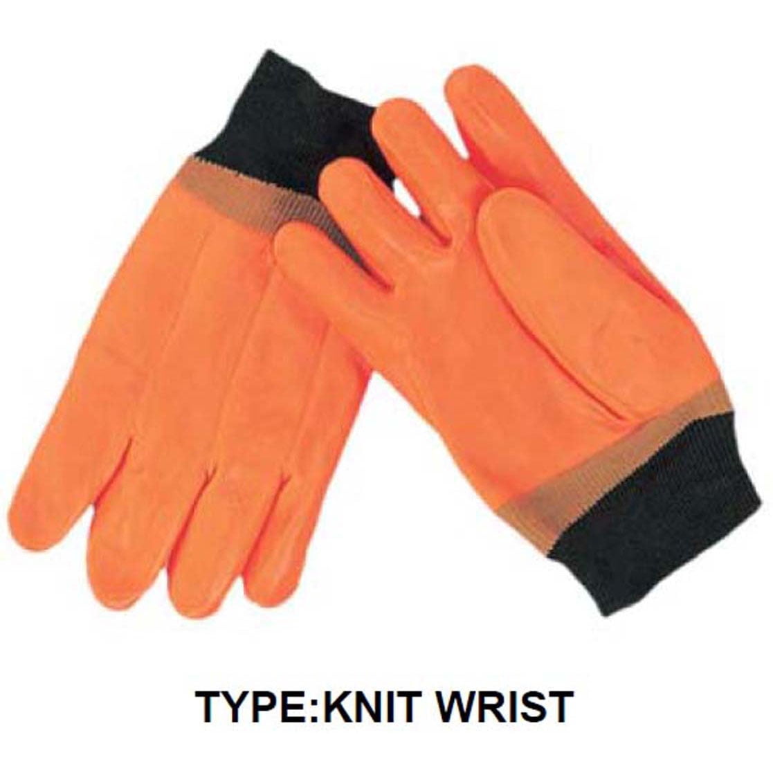 ToolUSA (2 Pairs) Extra Large Men's Work Gloves | High Visibility Orange PVC | Cotton-Fleece Lined | Waterproof with Knit Wrist